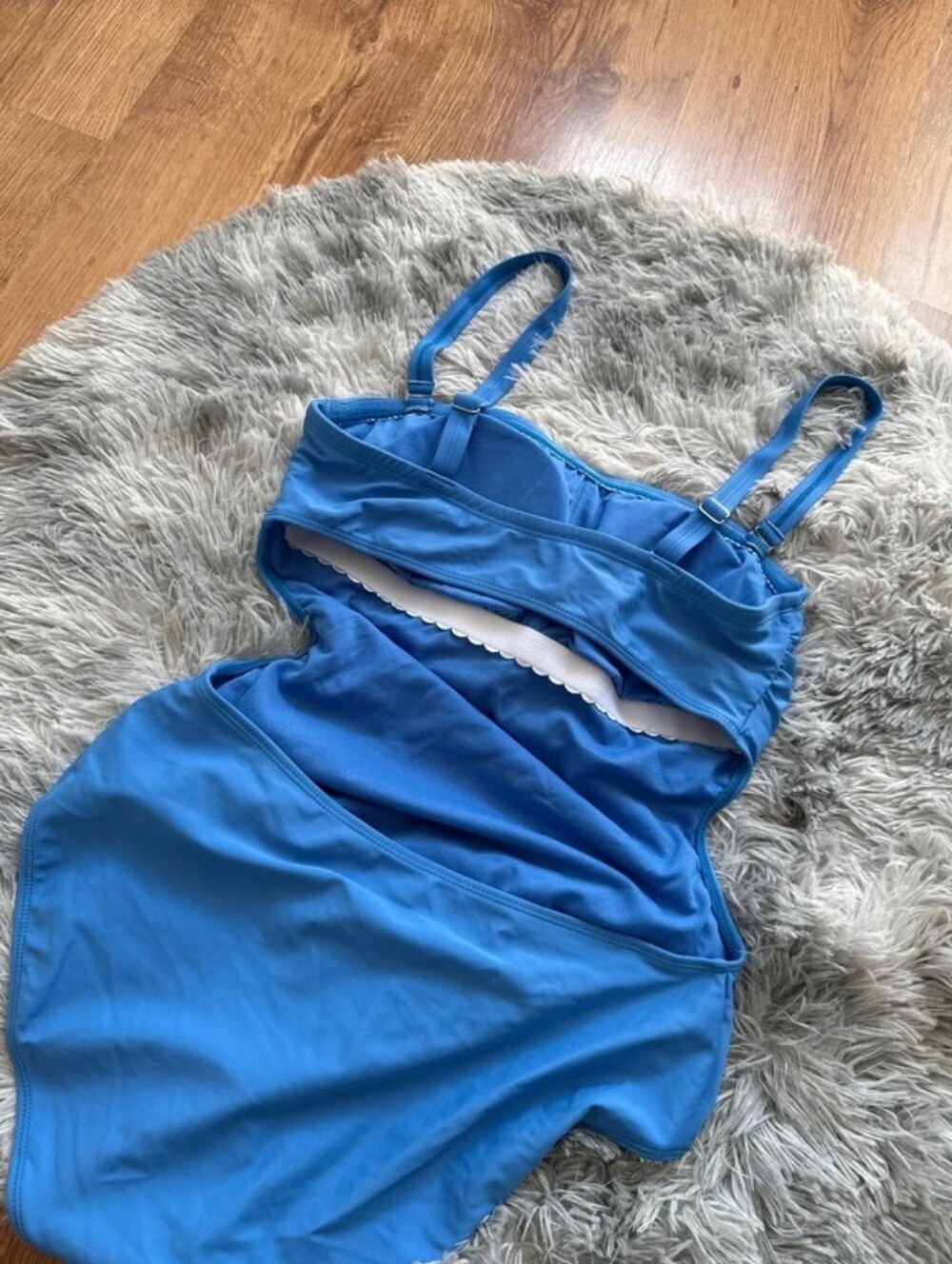 Girls' Solid Blue One-Piece Swimsuit with Adjustable Straps